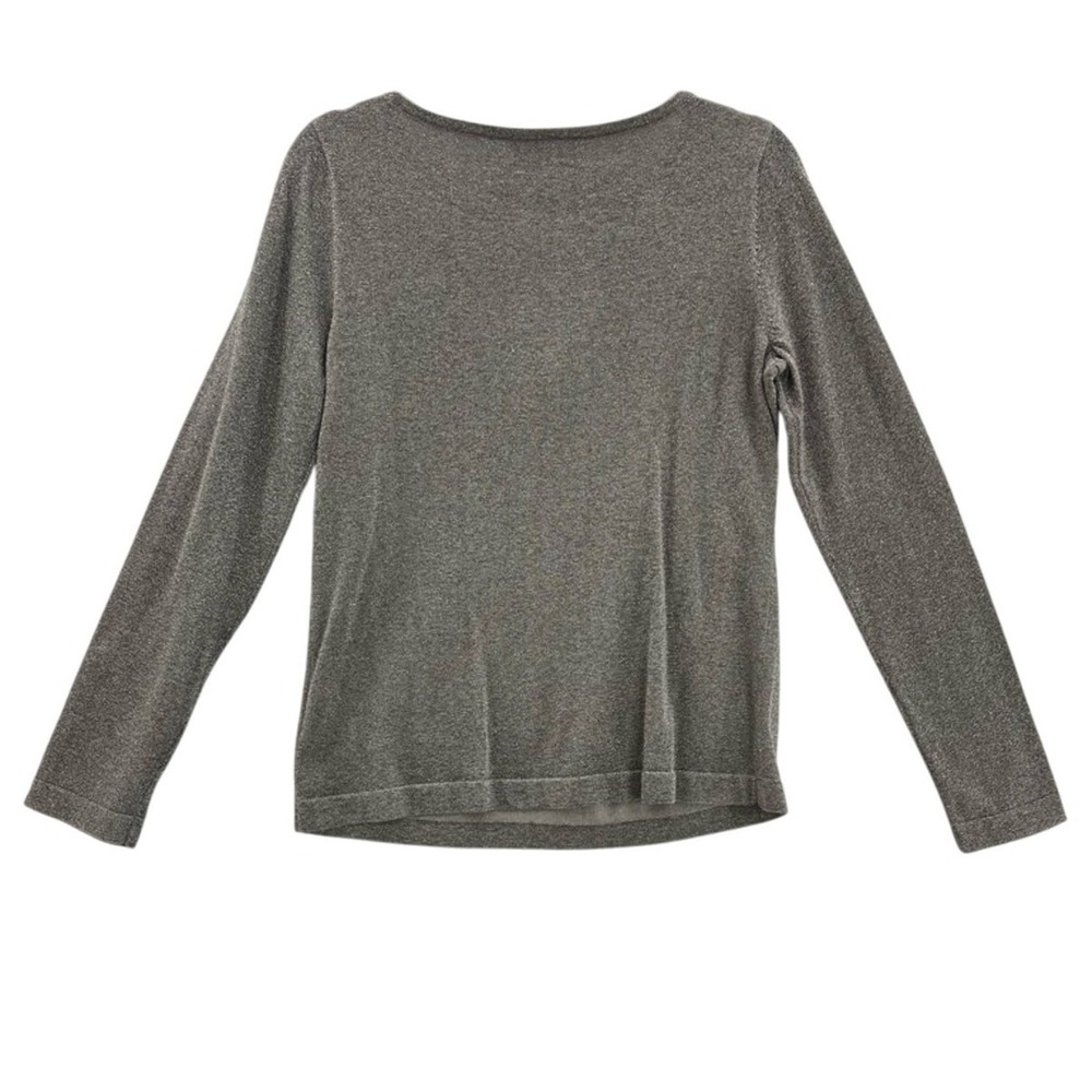 Jones New York Collection Women's Silver Sparkle Long Sleeve Knit Top Size L - Picture 2 of 7
